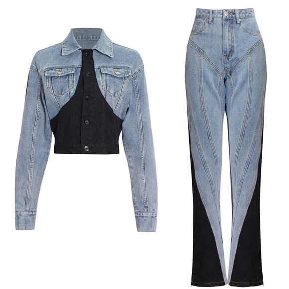 Glitz Jackets & Blazers - Stylish Blue and Black Women's Jeans